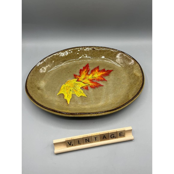 Vintage Autumn Decor Fall Leaves Serving Platter Maple Leaves Pottery - Picture 4 of 9